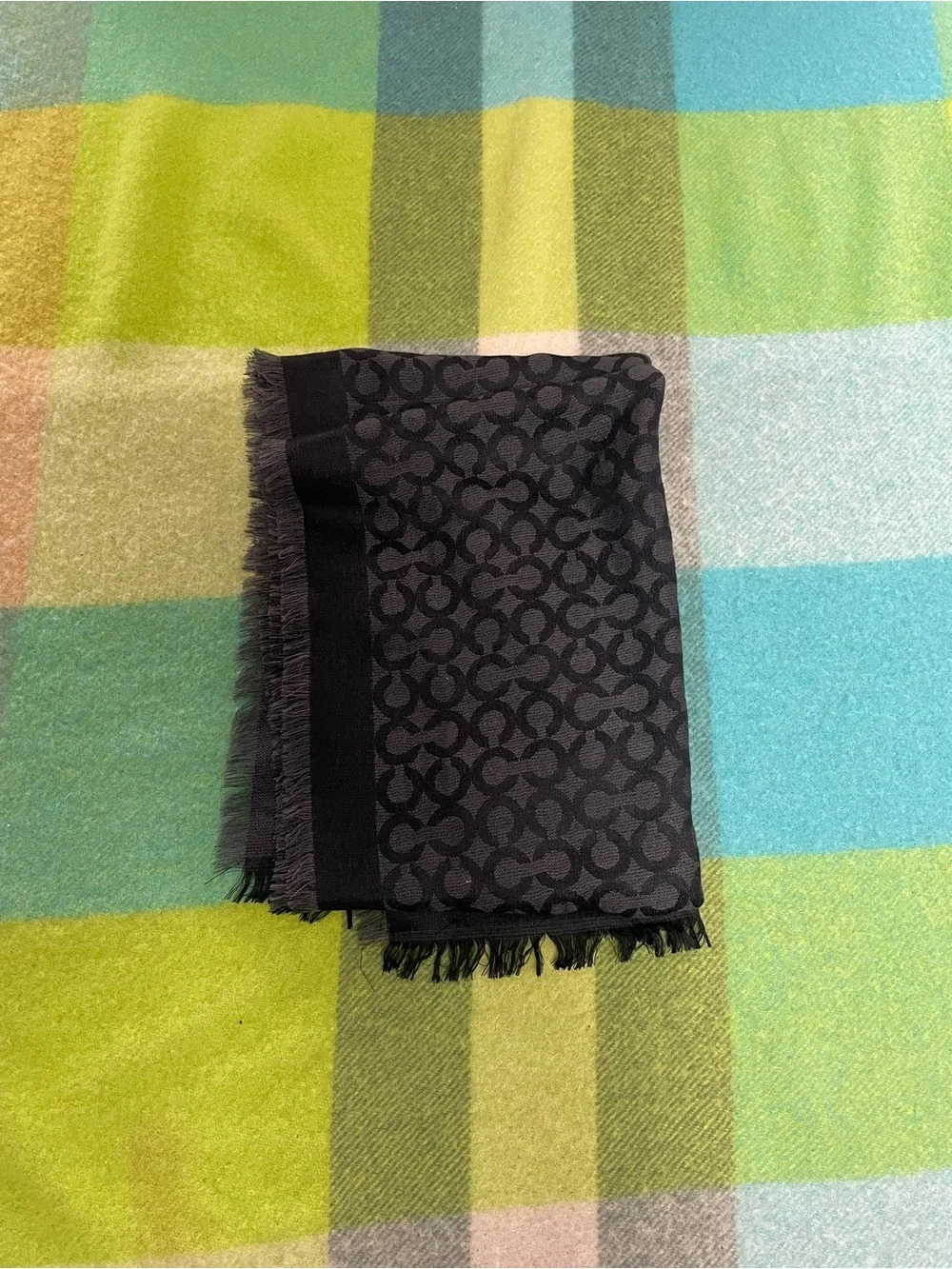 Coach silk black scarf with fringe #luxury #scarf